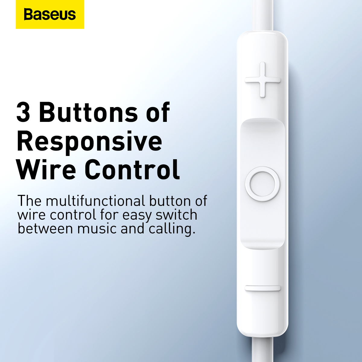 BASEUS ENCOK H17 3.5MM LATERAL IN EAR WIRED EARPHONE WHITE - Image 6