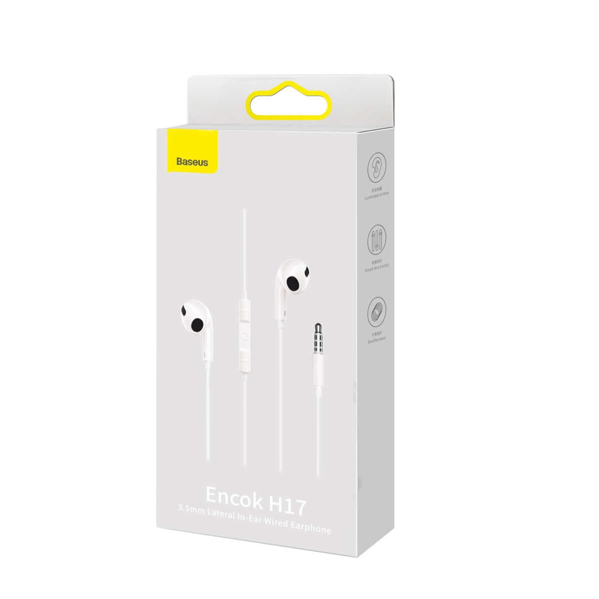 BASEUS ENCOK H17 3.5MM LATERAL IN EAR WIRED EARPHONE WHITE - Image 13