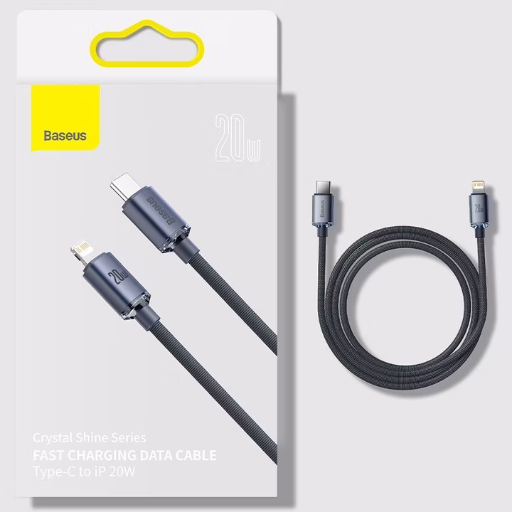 BASEUS CRYSTAL SHINE 20W TYPE C TO LIGHTNING CABLE 2M BLACK - Image 14