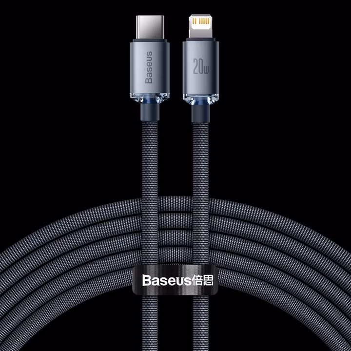 BASEUS CRYSTAL SHINE 20W TYPE C TO LIGHTNING CABLE 2M BLACK - Image 19