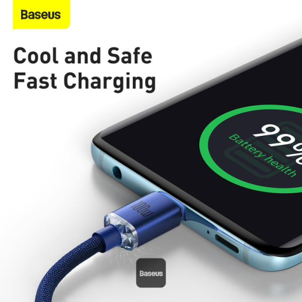 BASEUS CRYSTAL SHINE 20W TYPE C TO LIGHTNING CABLE 2M BLUE - Image 5