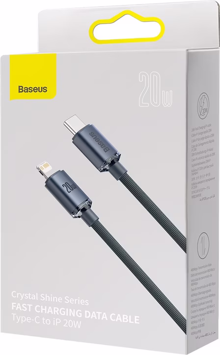 BASEUS CRYSTAL SHINE 20W TYPE C TO LIGHTNING CABLE 2M BLACK - Image 9