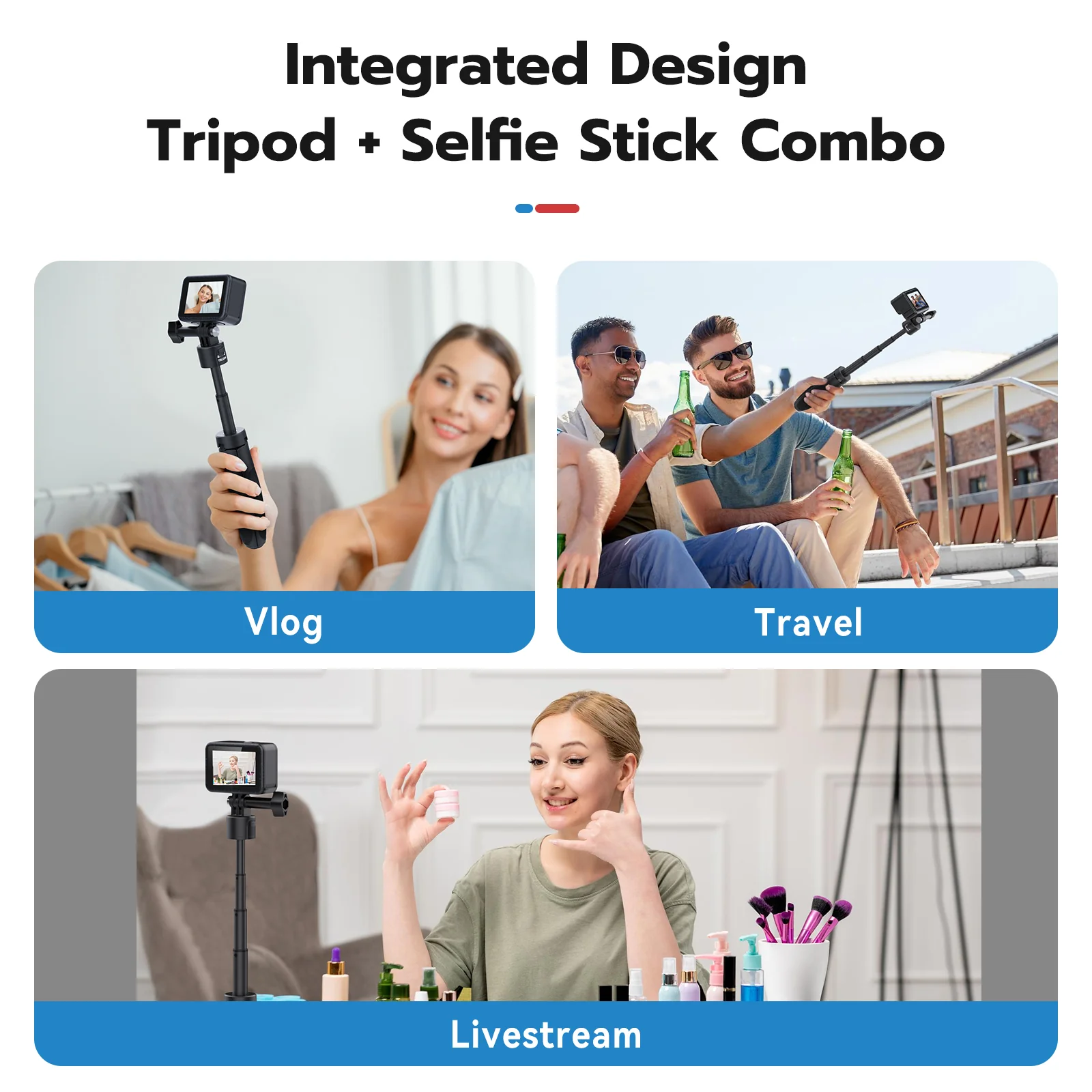 TELESIN QUICK RELEASE SELFIE STICK MINI TRIPOD S1-MNP-02 - Image 3