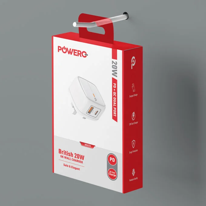 POWERO PLUS BRITISH PD QC 20W ADAPTER WHITE PR-TCP20UK-WH - Image 2