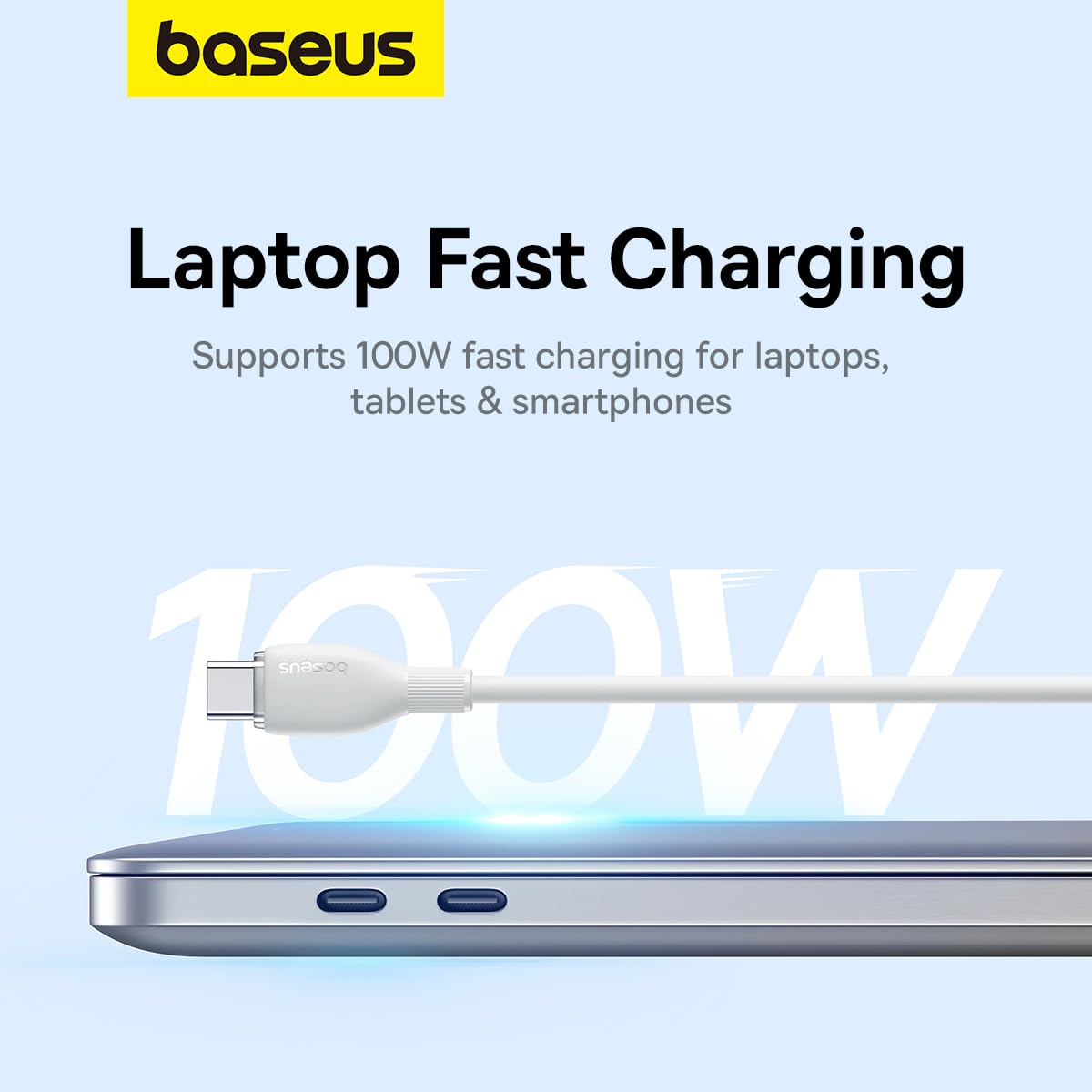 BASEUS PUDDING SERIES USB TO TYPE C 100W CABLE 2M WHITE - Image 3
