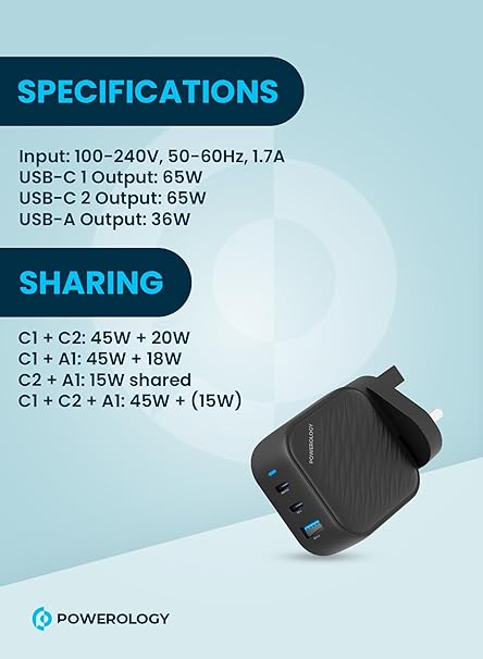 POWEROLOGY GAN DUAL USB C WALL CHARGER PD 45W PWCUQC035 - Image 4