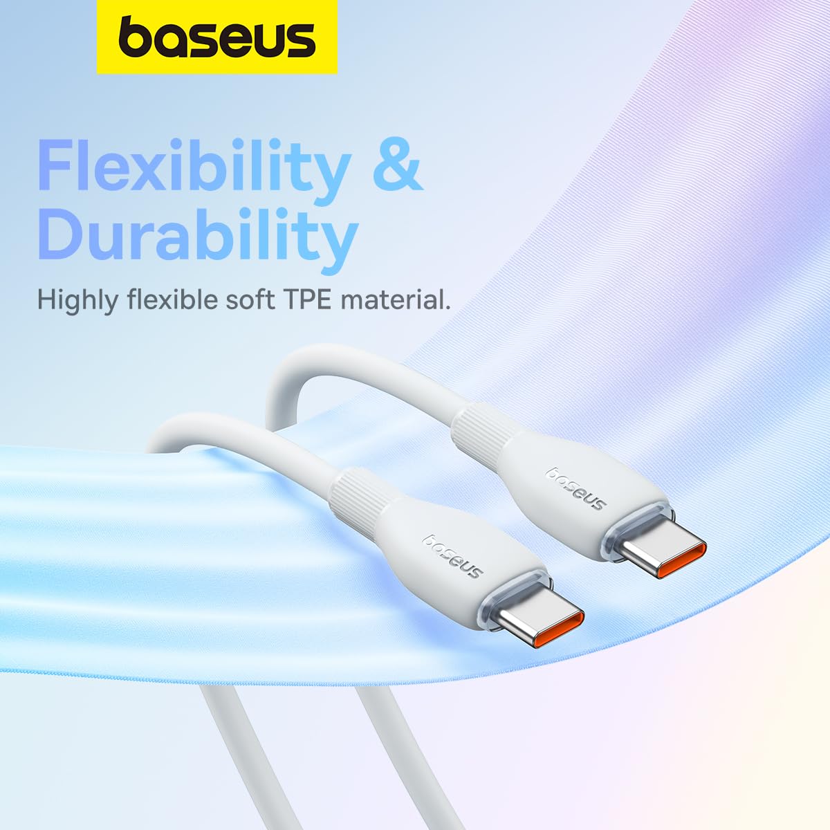 BASEUS PUDDING SERIES USB TO TYPE C 100W CABLE 2M WHITE - Image 5