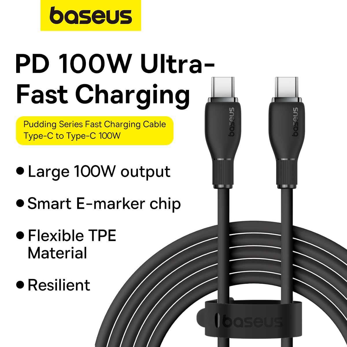 BASEUS PUDDING SERIES TYPE C TO LIGHTNING 20W CABLE 1.2M BLACK - Image 8
