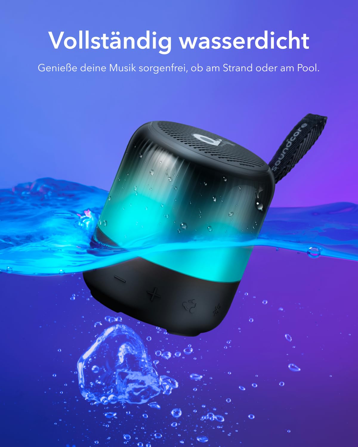 ANKER SOUNDCORE GLOW MINI PORTABLE SPEAKER BLACK A3136011 - Image 5