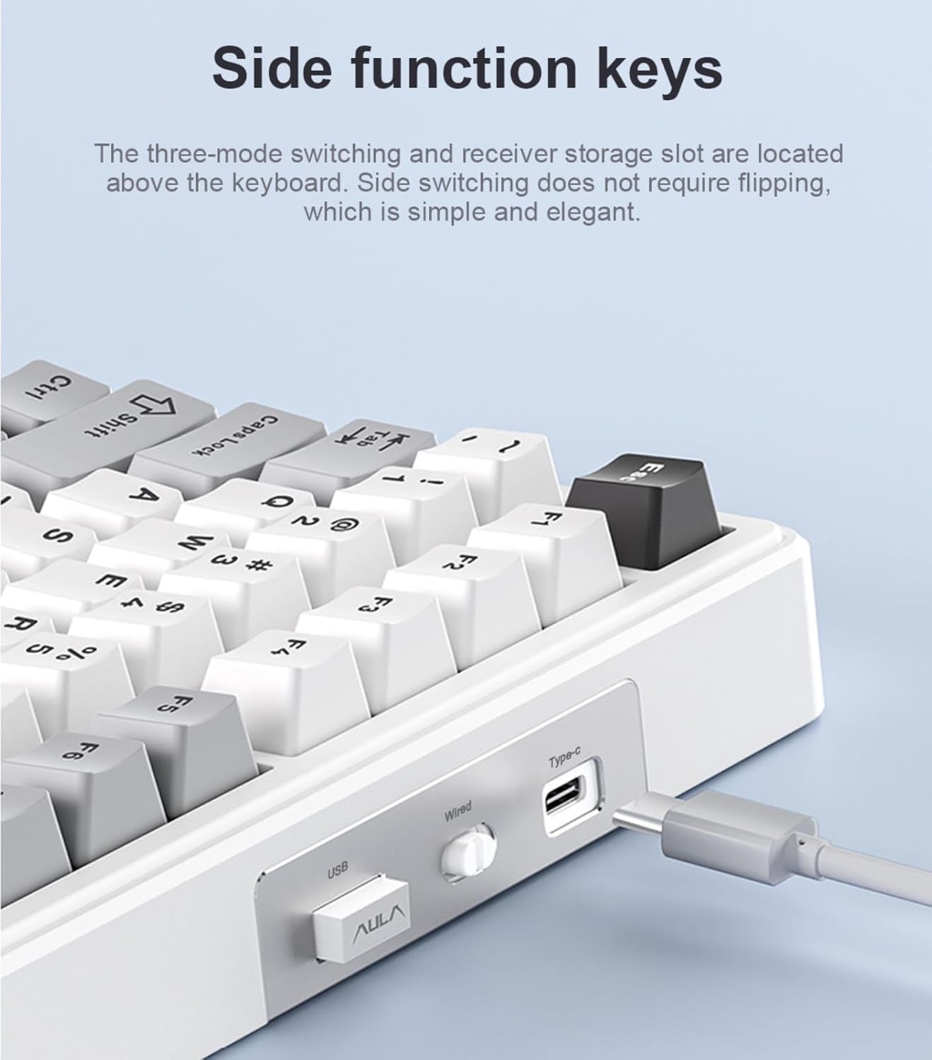 AULA 99 KEYS RGB 98% MECHANICAL GAMING KEYBOARD TRI-MODE KNOB STAR VECTOR SWITCH BK-GRY-GRN F99 PRO - Image 4