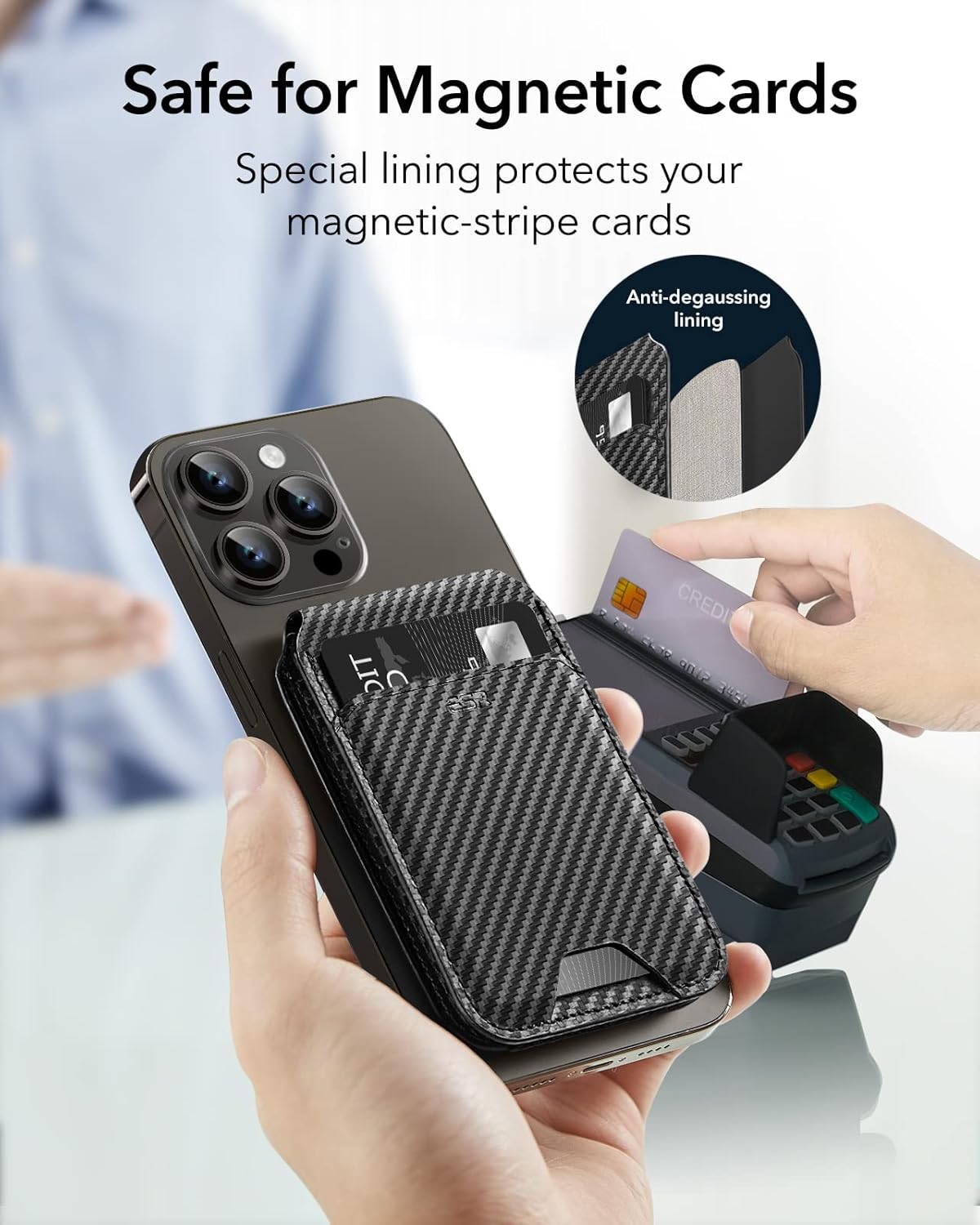 ESR CARBON FIBER MAGNETIC WALLET BLACK - Image 3