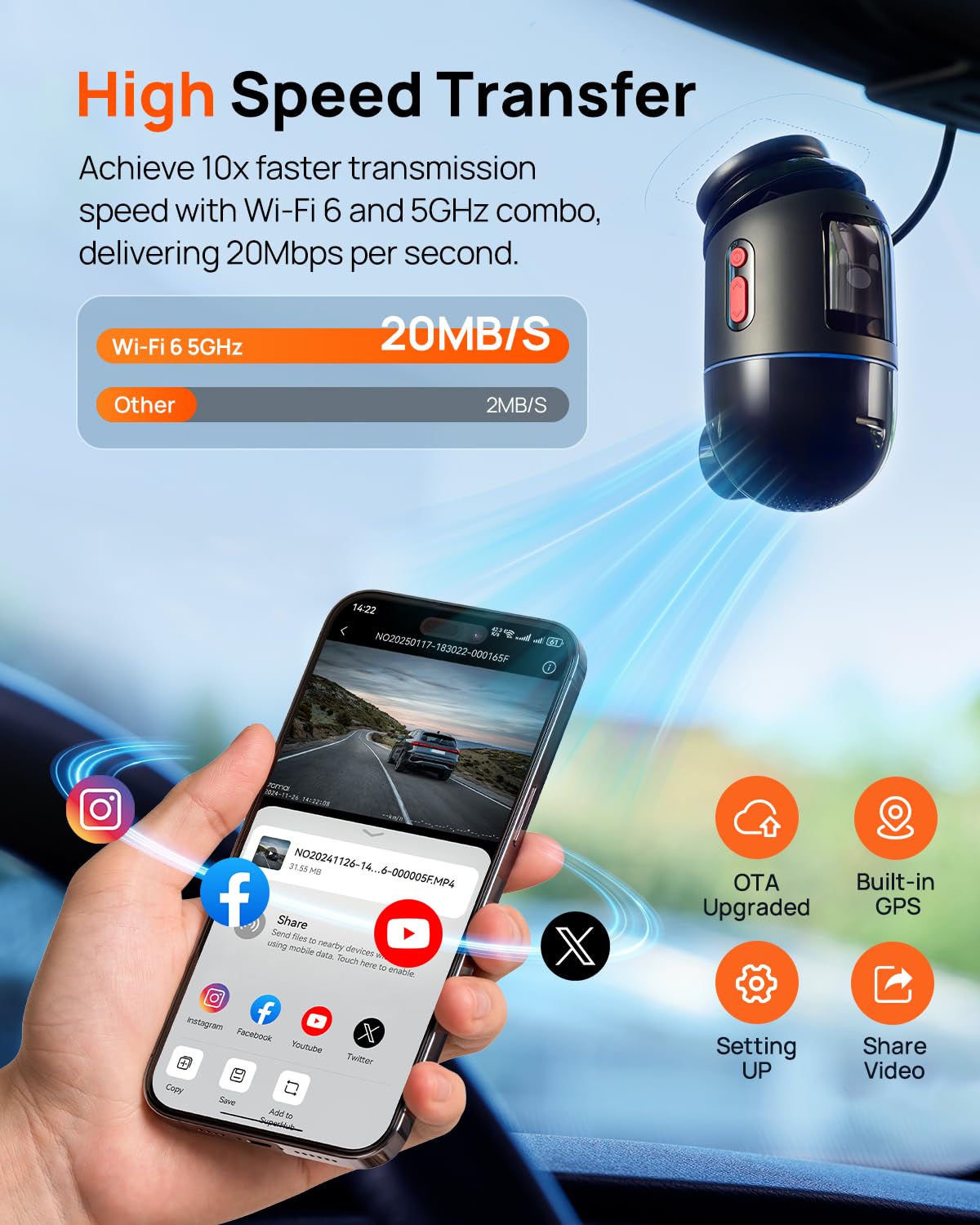 70MAI 4K OMNI DASH CAM WITH 128GB MEMORY CARD BLACK & GREY X800 - Image 5