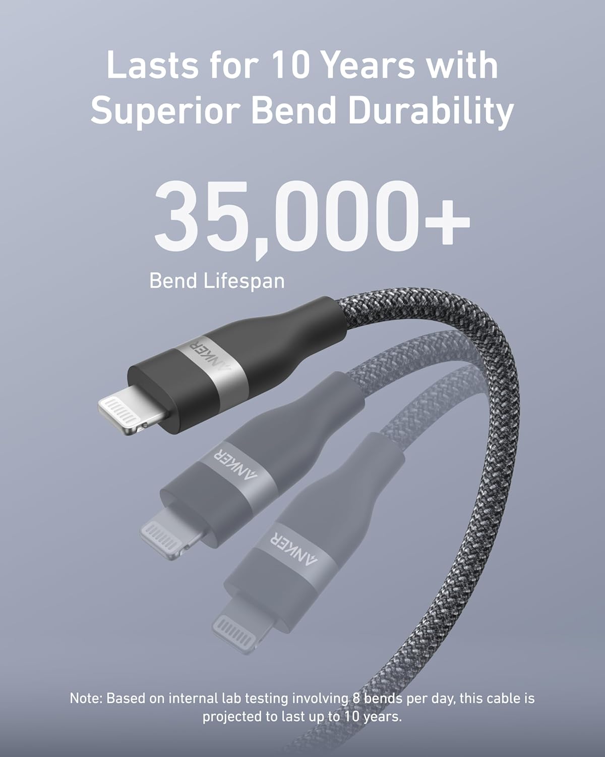 ANKER USB-C TO LIGHTNING BRAIDED CABLE 3FT BLACK A82B2011 - Image 5