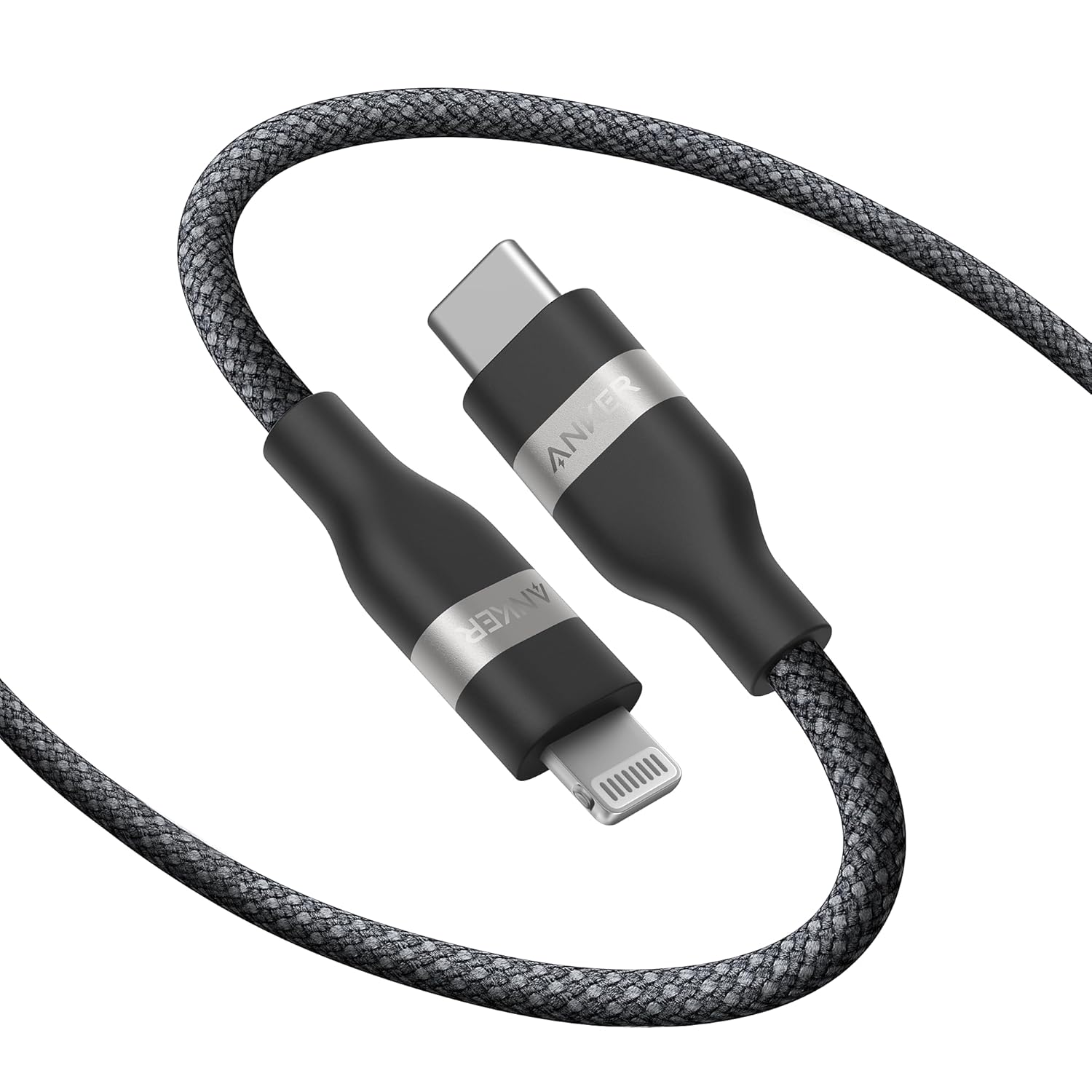 ANKER USB-C TO LIGHTNING BRAIDED CABLE 3FT BLACK A82B2011 - Image 2