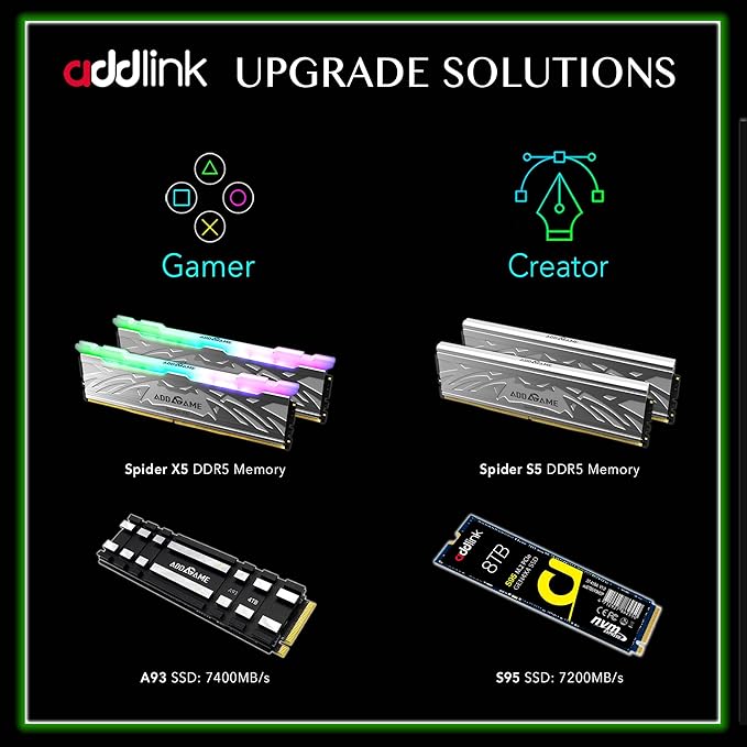 ADDLINK ADGAME A93 M.2 PCIE NVME GEN 4X4 2TB SSD WITH HEATSINK BLACK AD2TBA93M2P - Image 5