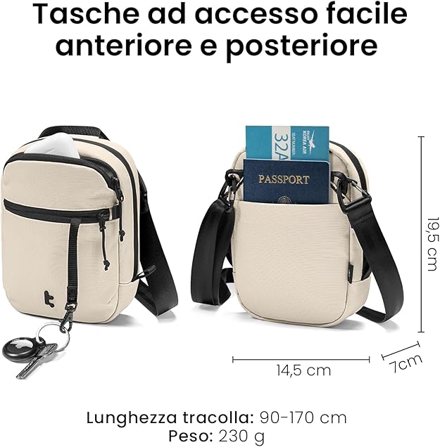 TOMTOC AVIATOR T37 TRAVEL CROSSBODY BAG KHAKI T37S1K1 - Image 7