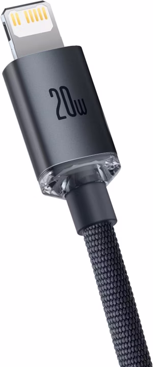 BASEUS CRYSTAL SHINE 20W TYPE C TO LIGHTNING CABLE 2M BLACK - Image 5