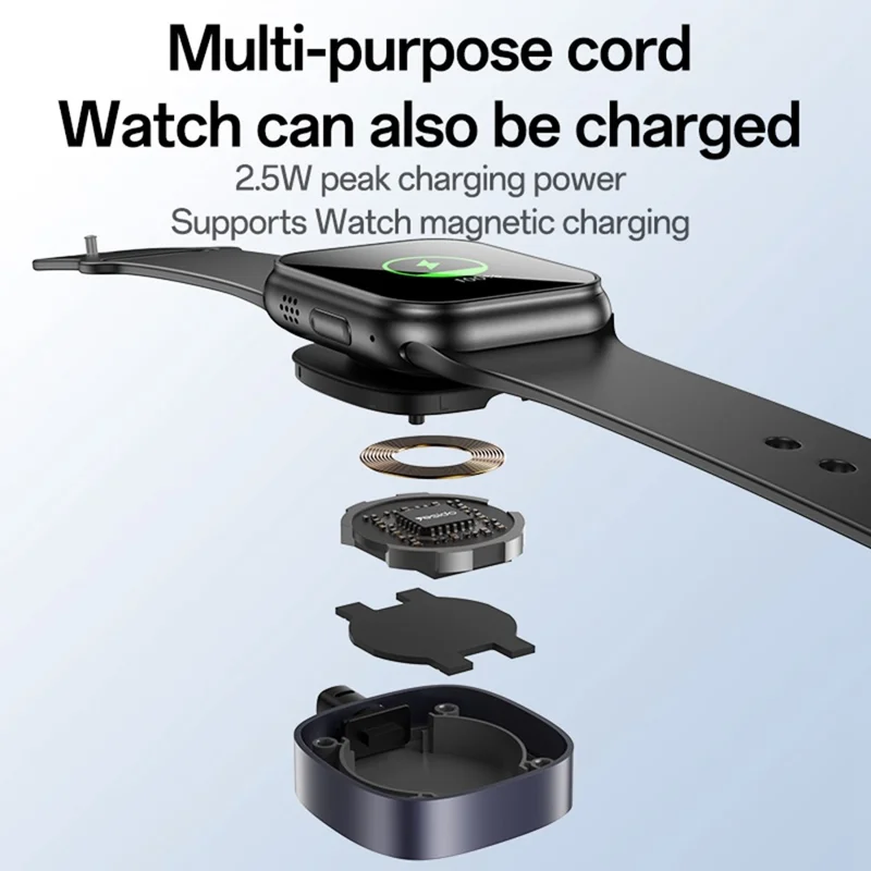 YESIDO 2 IN 1 WATCH CABLE COMPATIBLE USB-L DEVICES AND APPLE WATCH BLACK CA136L - Image 7