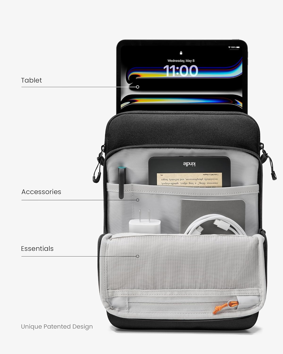 TOMTOC DEFENDERACE B03 10.9-11 INCH TABLET SHOULDER BAG BLACK B03A1D1 - Image 2