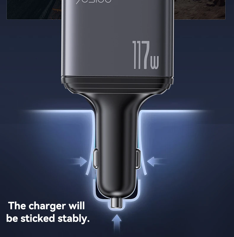 YESIDO 117W SUPER FAST CAR CHARGER BLACK Y63 - Image 10