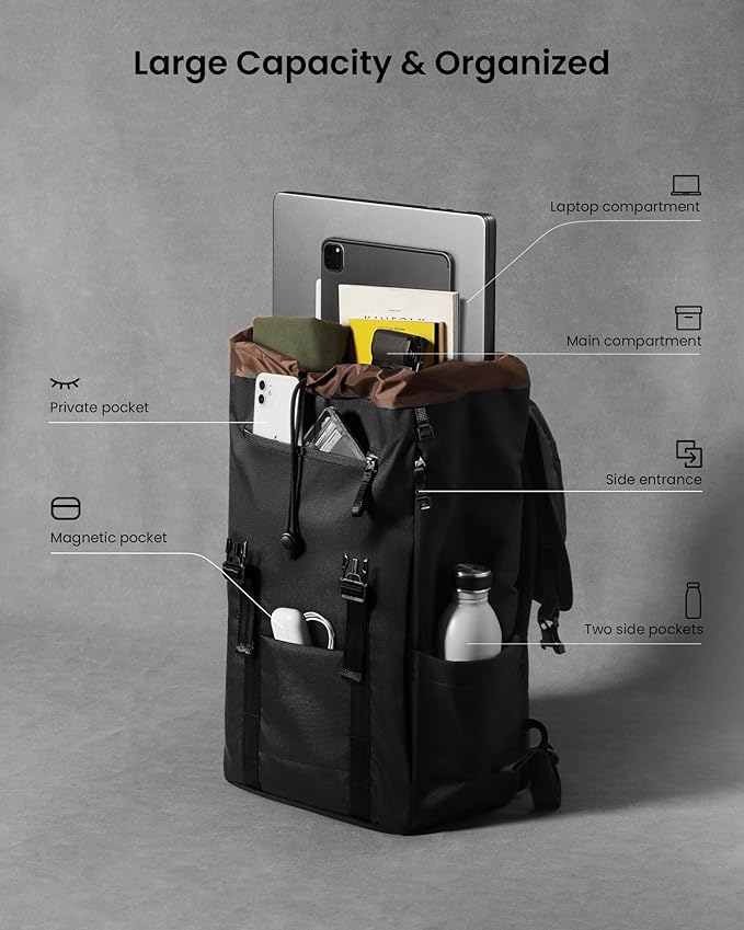 TOMTOC VINTPACK TA1 22L LAPTOP BACKPACK DARK TA1M1D2 - Image 5