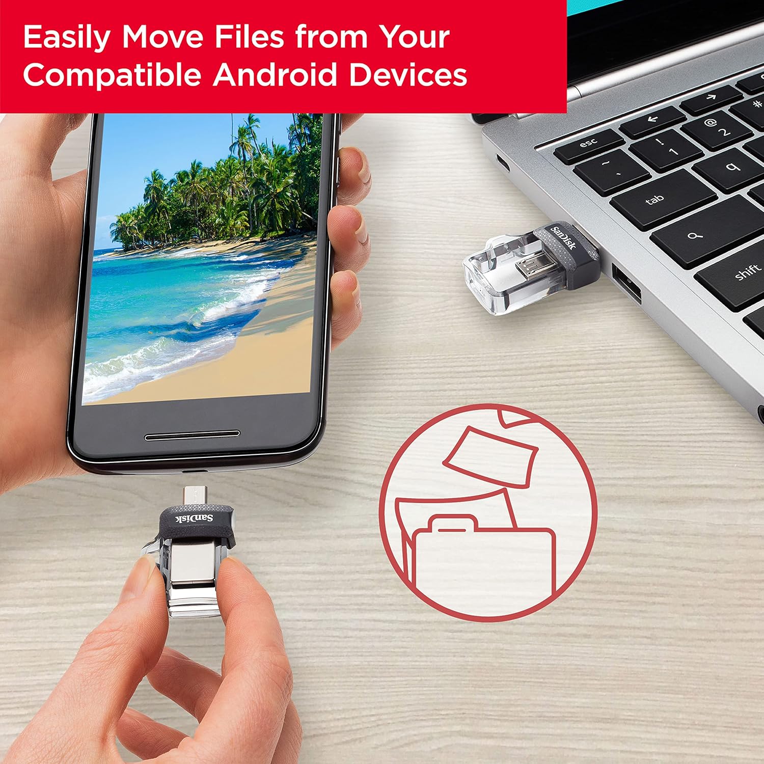 SANDISK ULTRA DUAL FLASH DRIVE 64GB SDDD3-064G-G46 - Image 3