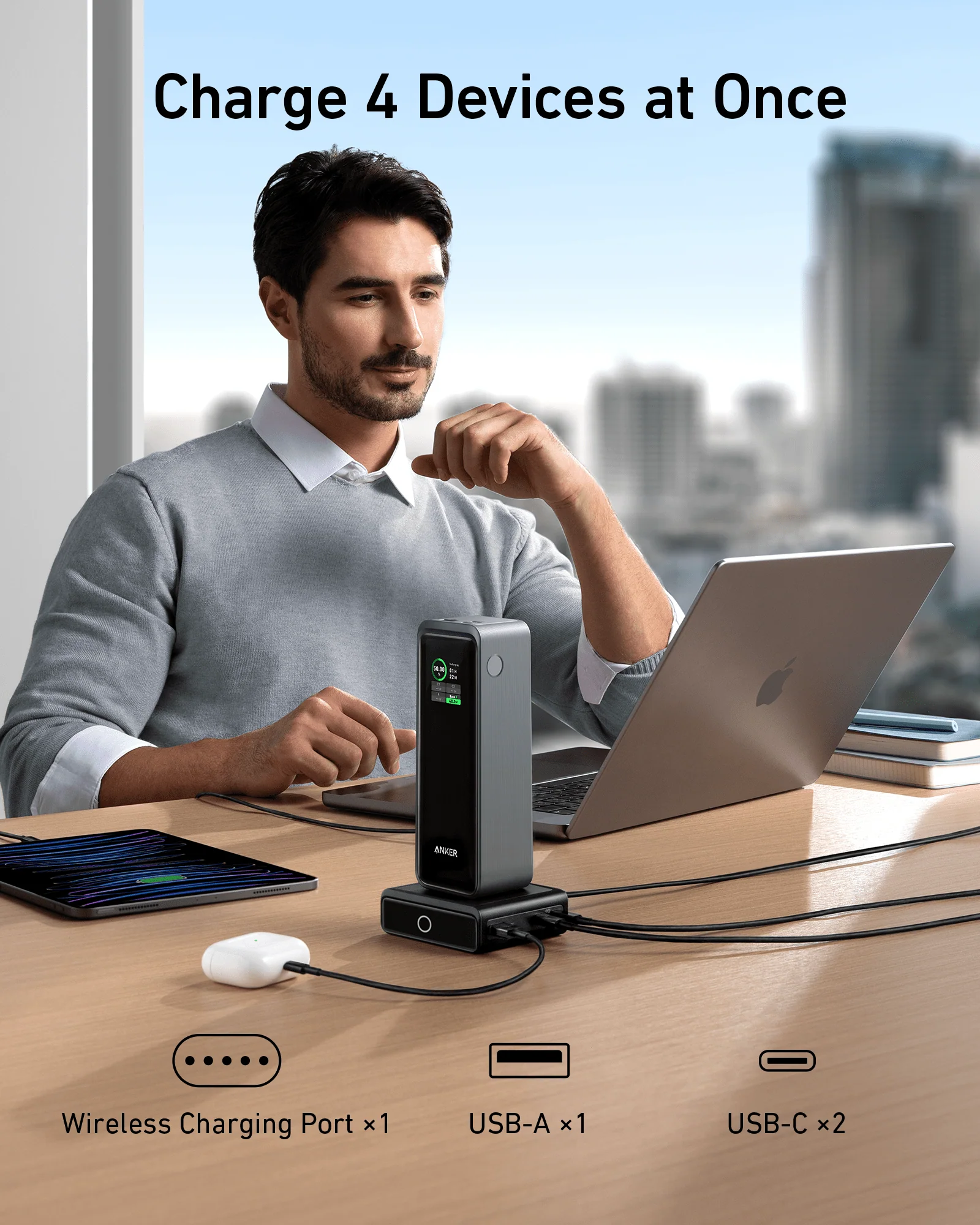 ANKER PRIME 20000MAH POWER BANK 200W A13360B1 WITH 100W CHARGING STAND BLACK A1902211 - Image 6