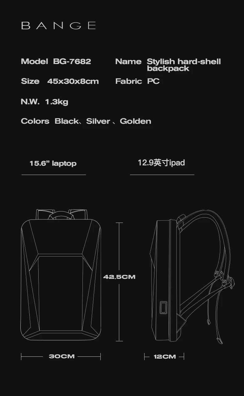 BANGE BACKPACK BLACK BG-7682 - Image 7