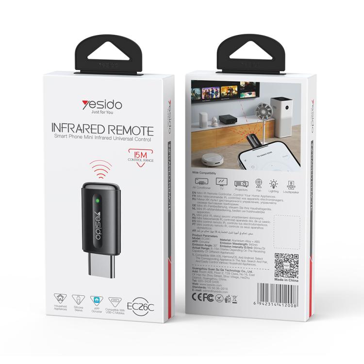 YESIDO INFRARED REMOTE CONTROLTYPE C BLACK EC26C - Image 10