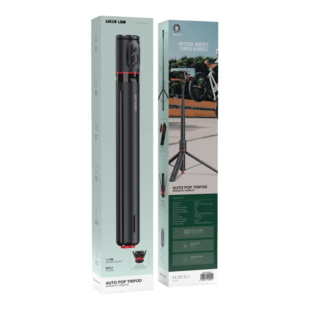 GREEN LION AUTO POP TRIPOD MAGNETIC REMOTE BLACK GNAPPTDSBK - Image 3