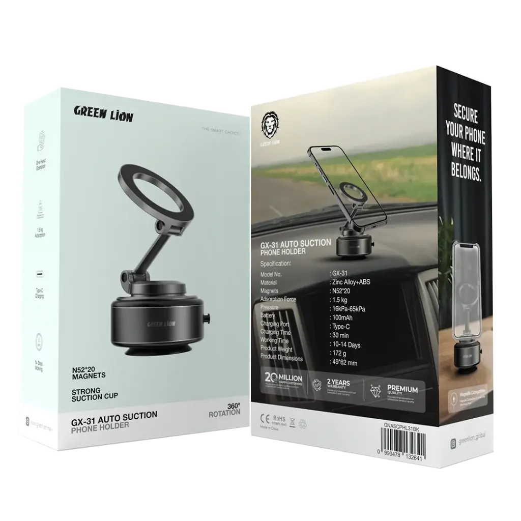 GREEN LION AUTO SUCTION PHONE HOLDER MATTE BLACK GX-31 GNASCPHL31BK - Image 6