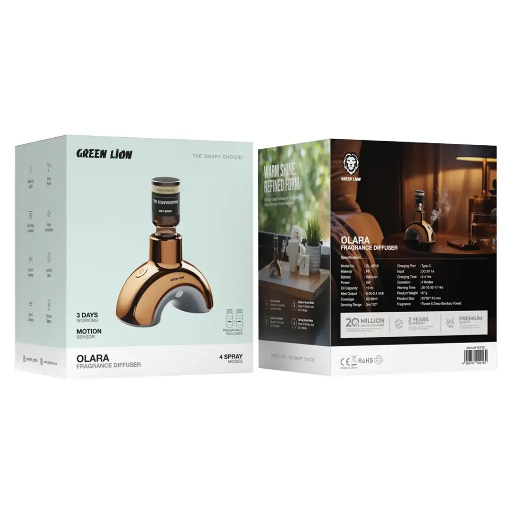 GREEN LION OLARA FRAGRANCE DIFFUSER GOLD GNOLMFRDFGD - Image 3