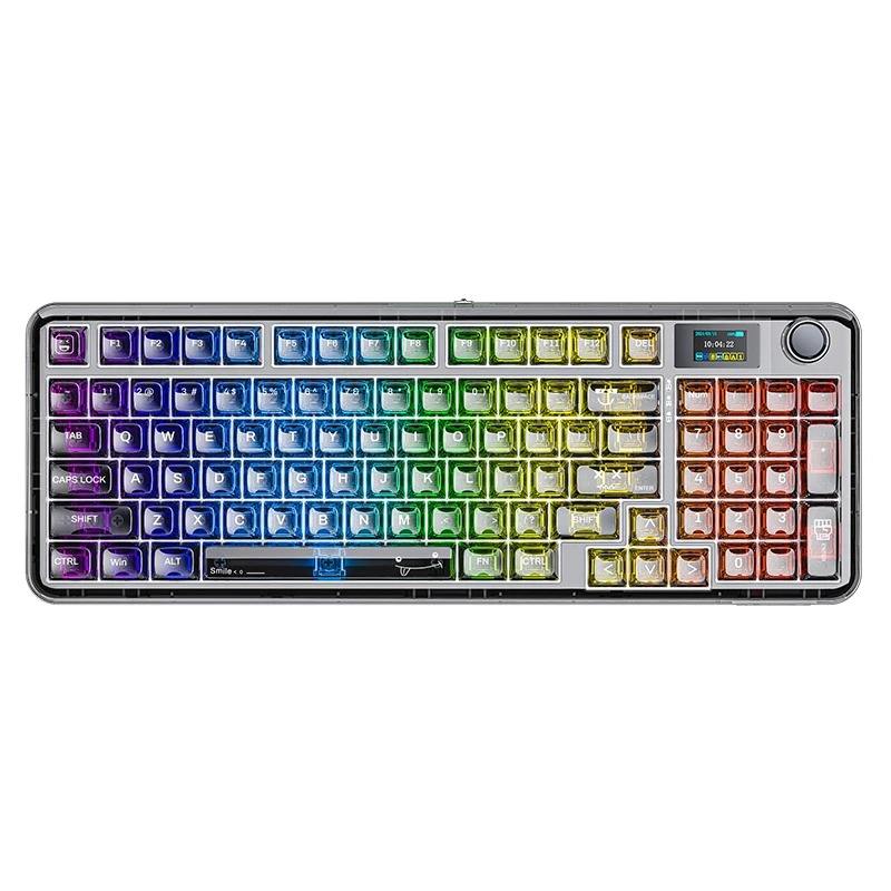 AULA 98 KEYS RGB 98% MECHANICAL GAMING KEYBOARD TRI-MODE KNOB SNOW SMOKE SHAFT SWITCH TRP BLK NB98 - Image 2
