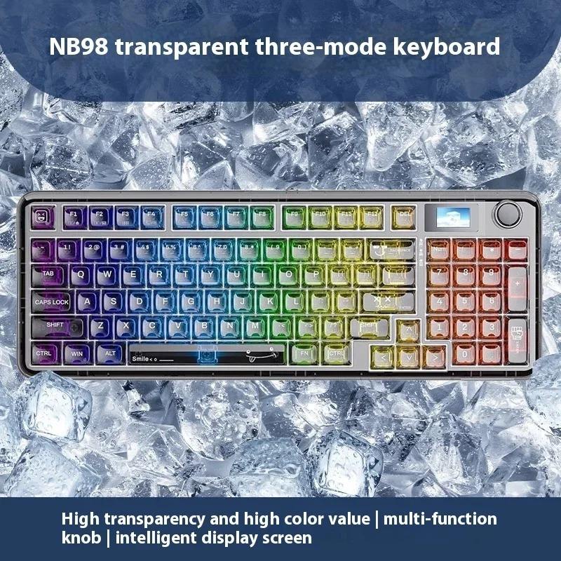 AULA 98 KEYS RGB 98% MECHANICAL GAMING KEYBOARD TRI-MODE KNOB SNOW SMOKE SHAFT SWITCH TRP BLK NB98 - Image 6
