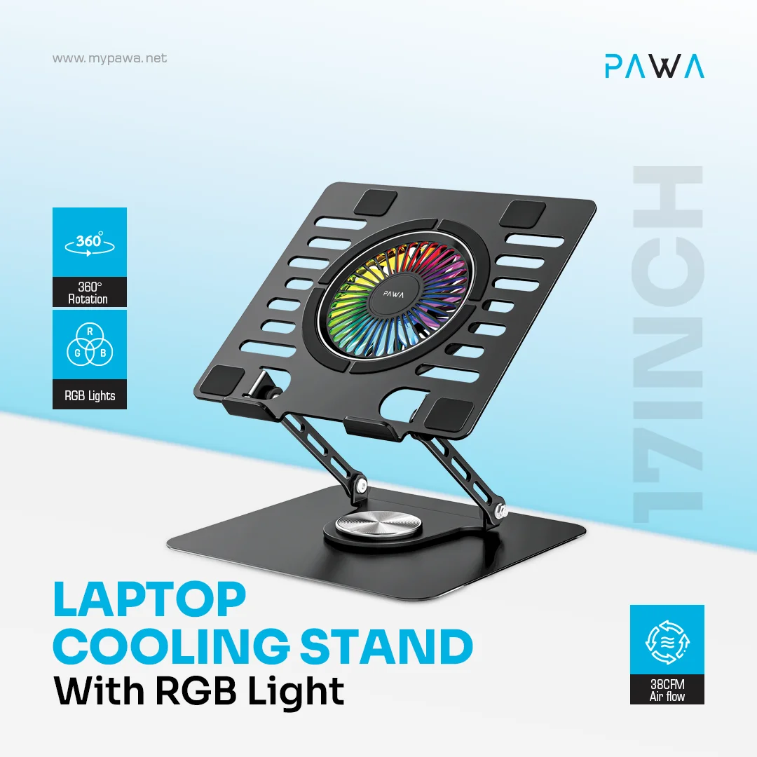 PAWA LAPTOP COOLING FAN WITH RGB LIGHT BLACK PW-MBSTRGB6-BK - Image 4