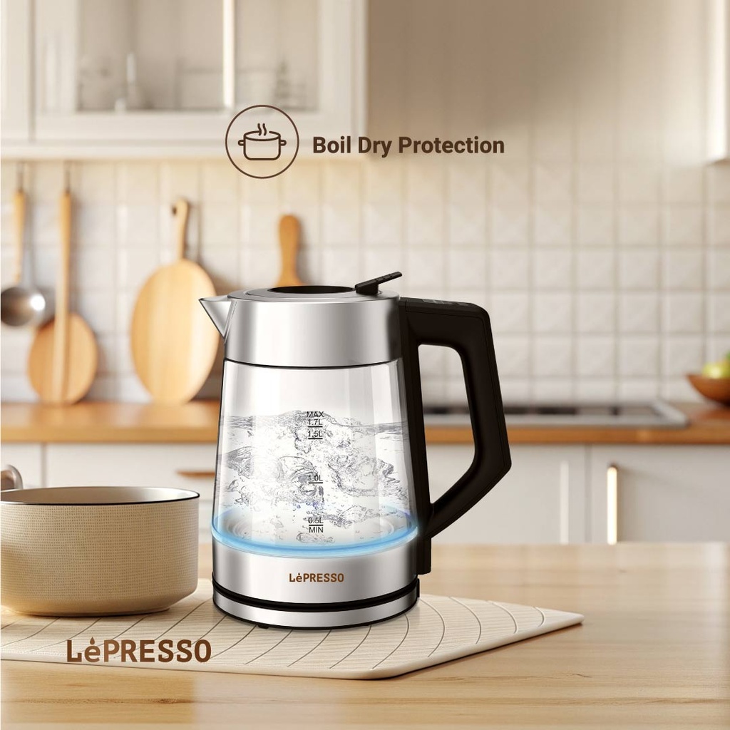 LEPRESSO MULTI-TEMPERATURE ILLUMINATED GLASS KETTLE BLACK LPCFFM0008-BK - Image 8