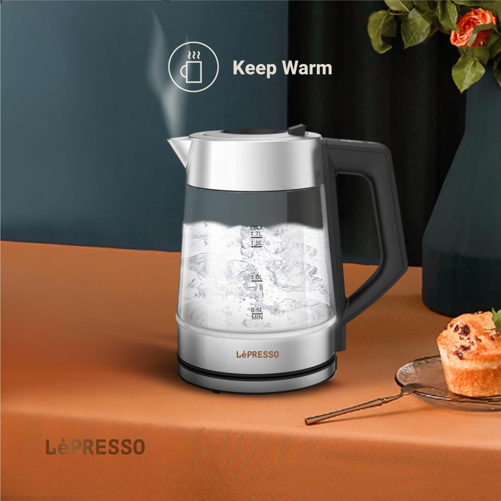 LEPRESSO MULTI-TEMPERATURE ILLUMINATED GLASS KETTLE BLACK LPCFFM0008-BK - Image 7