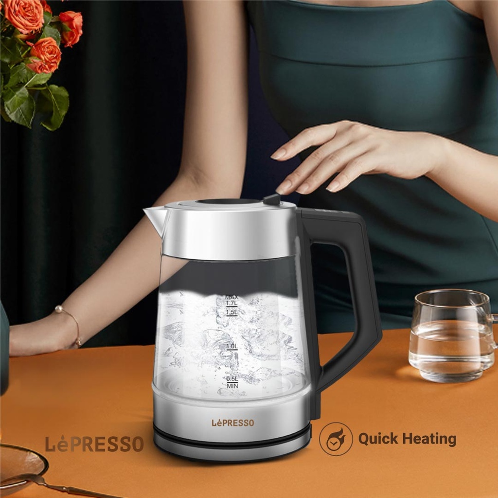 LEPRESSO MULTI-TEMPERATURE ILLUMINATED GLASS KETTLE BLACK LPCFFM0008-BK - Image 6
