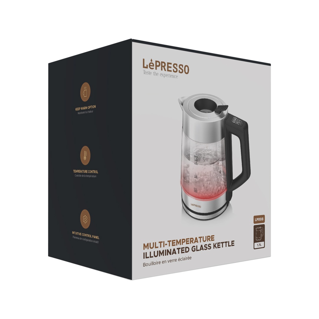 LEPRESSO MULTI-TEMPERATURE ILLUMINATED GLASS KETTLE BLACK LPCFFM0008-BK - Image 4