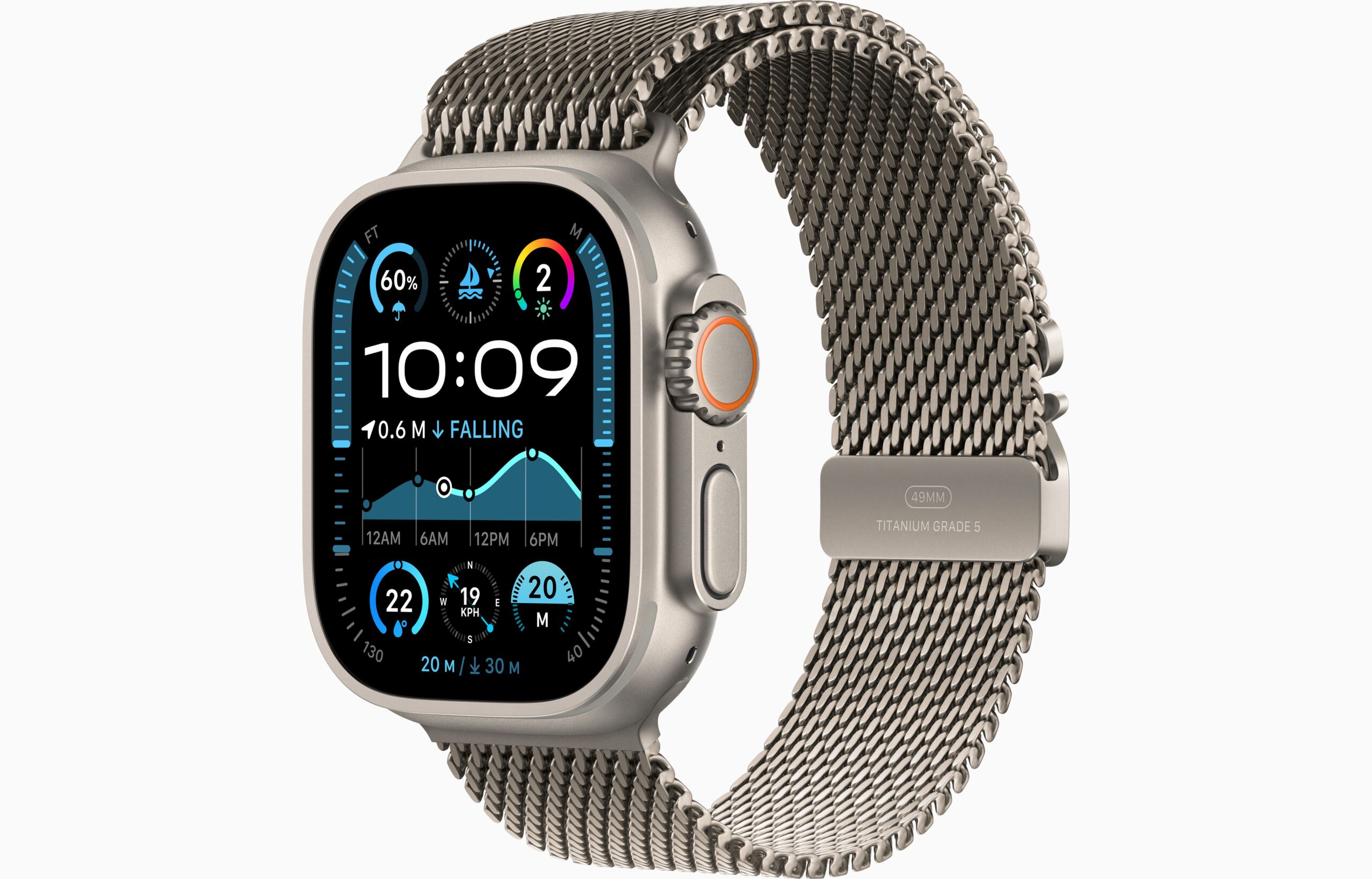 APPLE WATCH ULTRA 2 49MM GPS + CELLULAR (2024) NATURAL TITANIUM WITH NATURAL TITANIUM MILENSE LOOP MEDIUM MX5R3 - Image 3