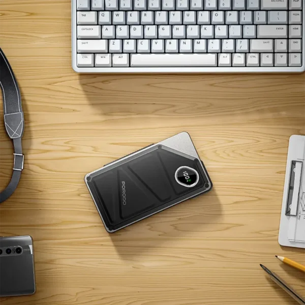 PORODO 10000MAH POWERBANK BUILT IN TYPE C AND LIGHTNING CABLE PD 22.5W BLACK PD-PBFCH055-BK - Image 2
