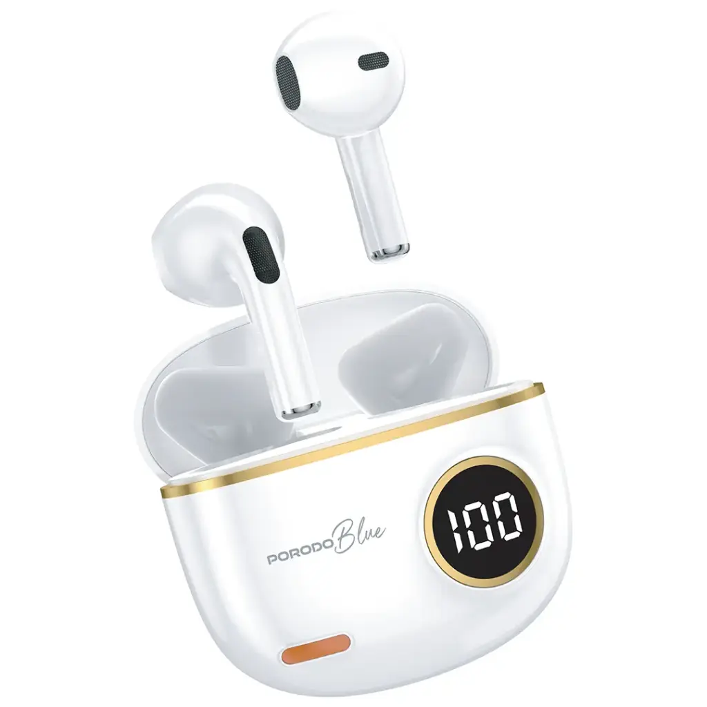 PORODO BLUE POP TUNE TRUE WIRELESS DEEP BASS EARBUDS WHITE PBSTS190WH - Image 3