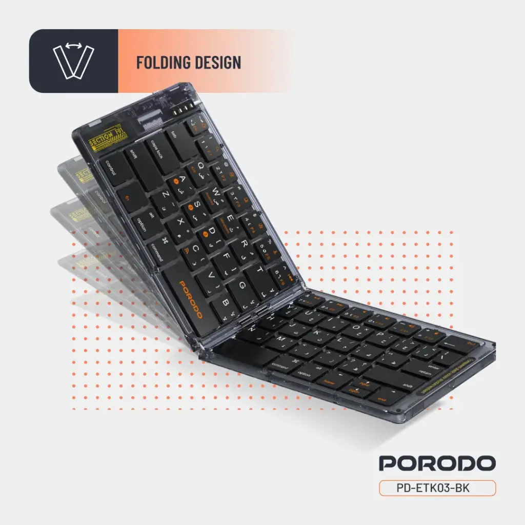 PORODO CRYSTAL SHELL WIRELESS KEYBOARD BLACK PD-ETK03-BK - Image 6