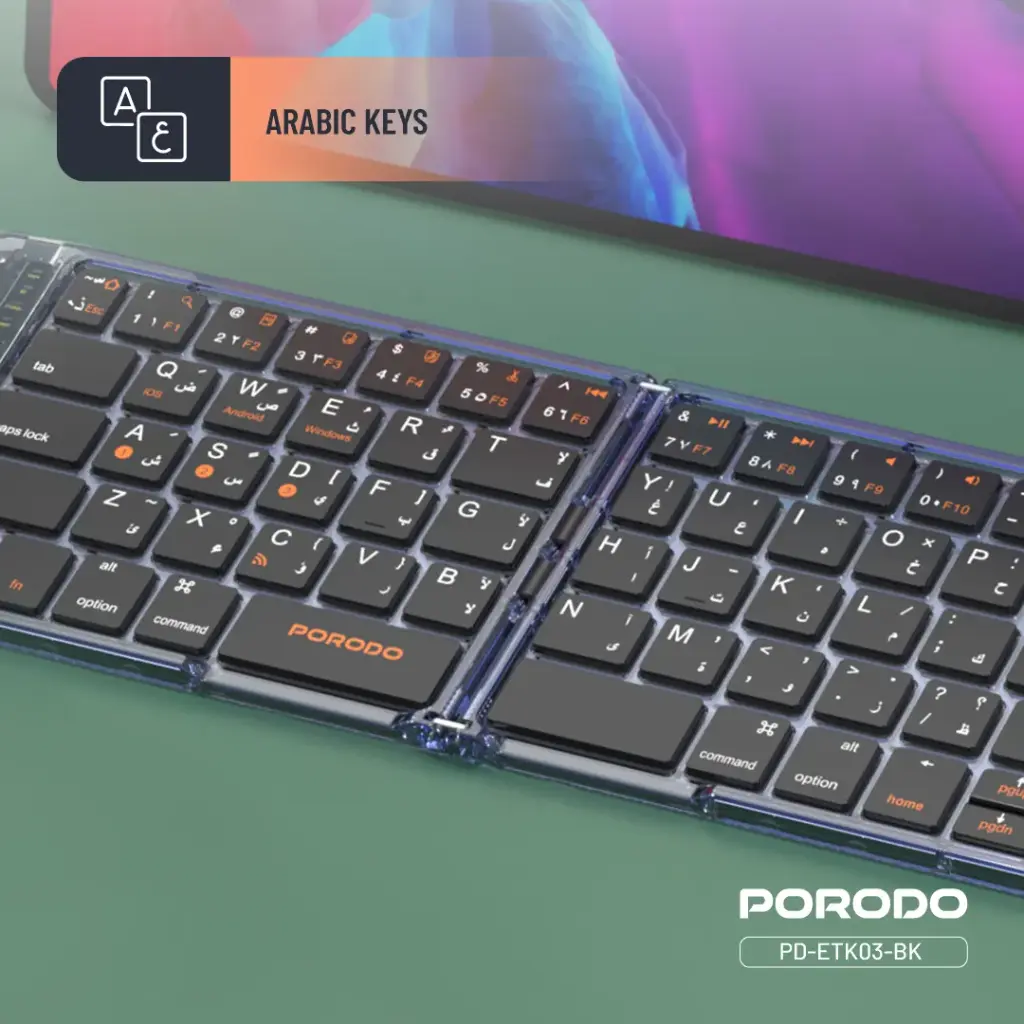 PORODO CRYSTAL SHELL WIRELESS KEYBOARD BLACK PD-ETK03-BK - Image 4