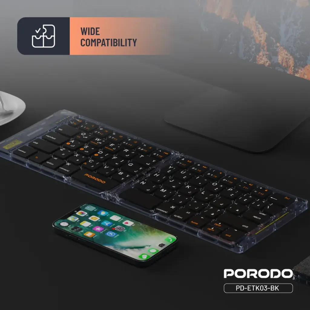 PORODO CRYSTAL SHELL WIRELESS KEYBOARD BLACK PD-ETK03-BK - Image 7