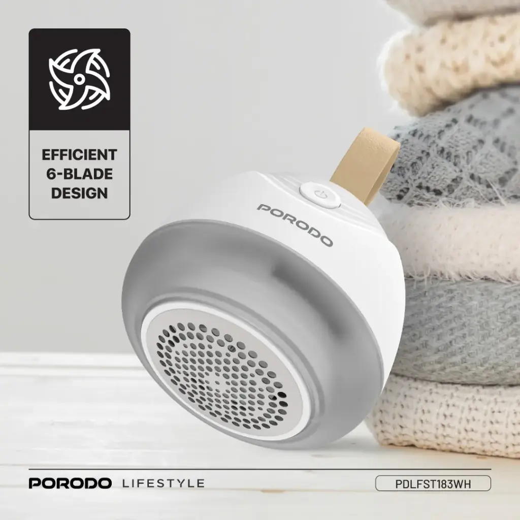 PORODO LIFESTYLE FABRIC SHAVER LINT AND BOBBLES REMOVER WHITE PDLFST183WH - Image 2