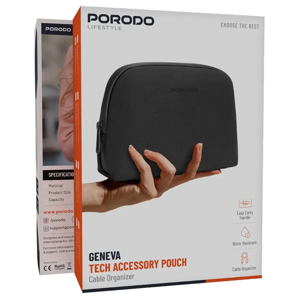 PORODO LIFESTYLE GENEVA TECH ACCESSORY POUCH BLACK PDLFSTPBK - Image 5