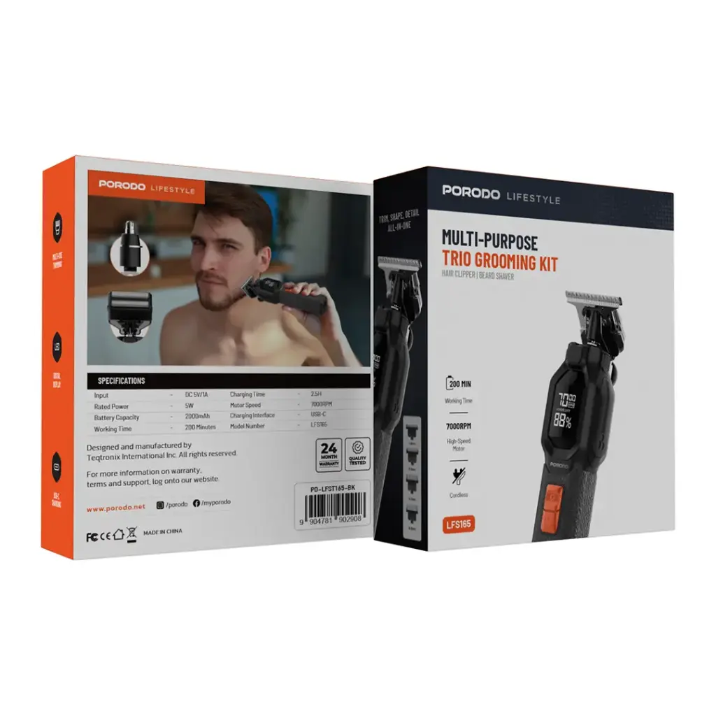 PORODO LIFESTYLE MULTI PURPOSE TRIO GROOMING KIT PD-LFST165-BK - Image 5