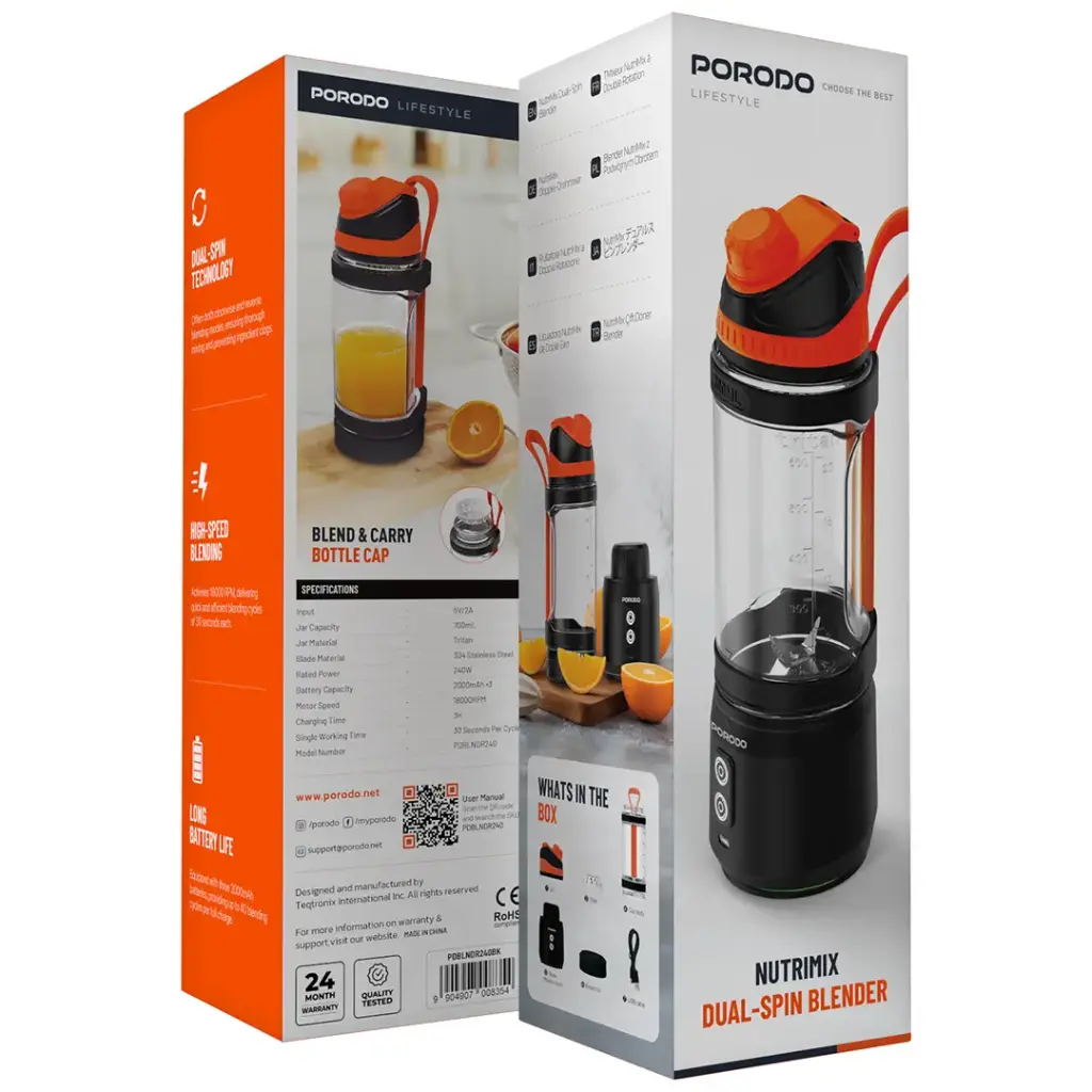 PORODO NUTRIMIX DUAL SPIN BLENDER BLACK PDBLNDR240BK - Image 2