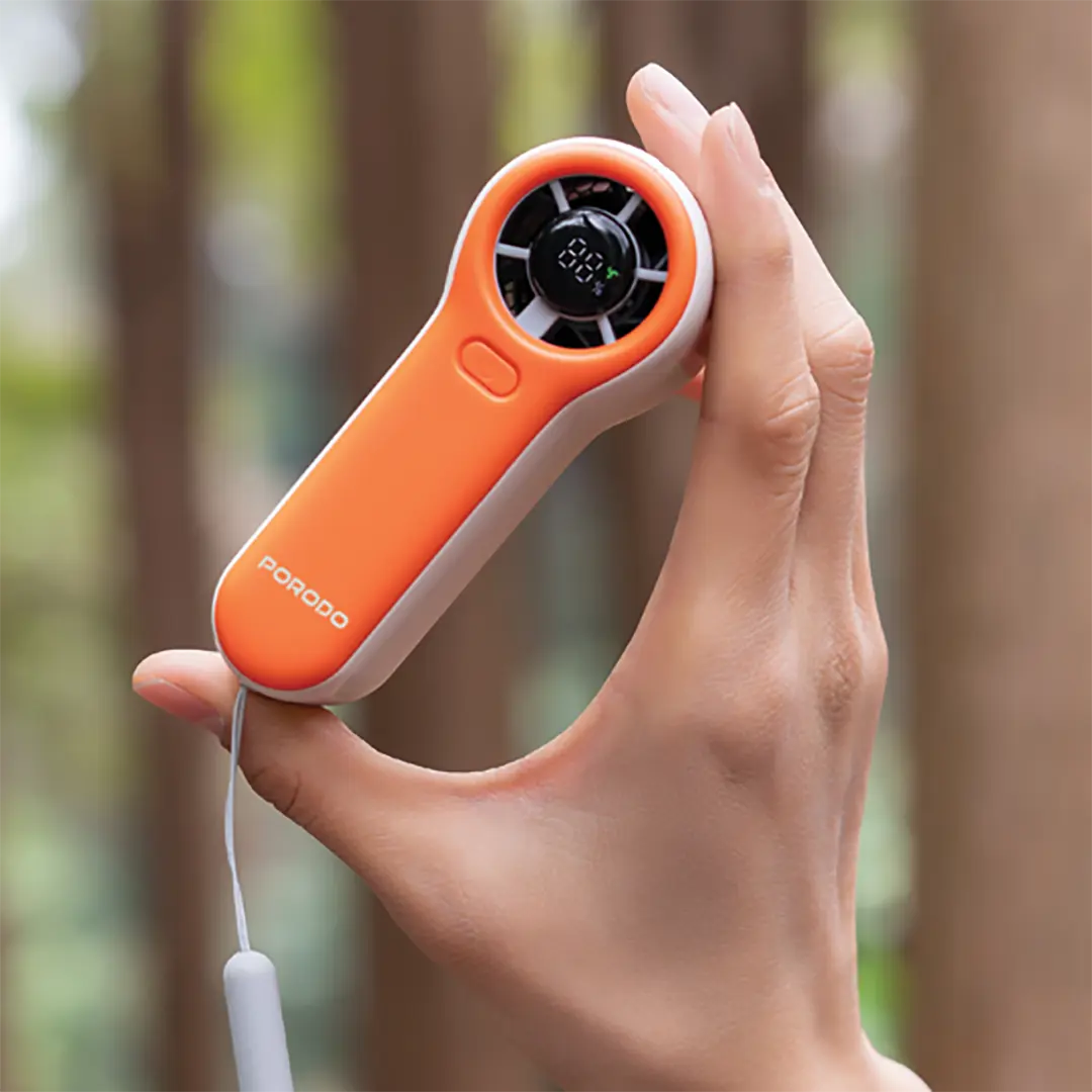 PORODO LIFESTYLE POCKET SIZE HANDHELD FAN WHITE ORANGE PDLSPF2228 - Image 4